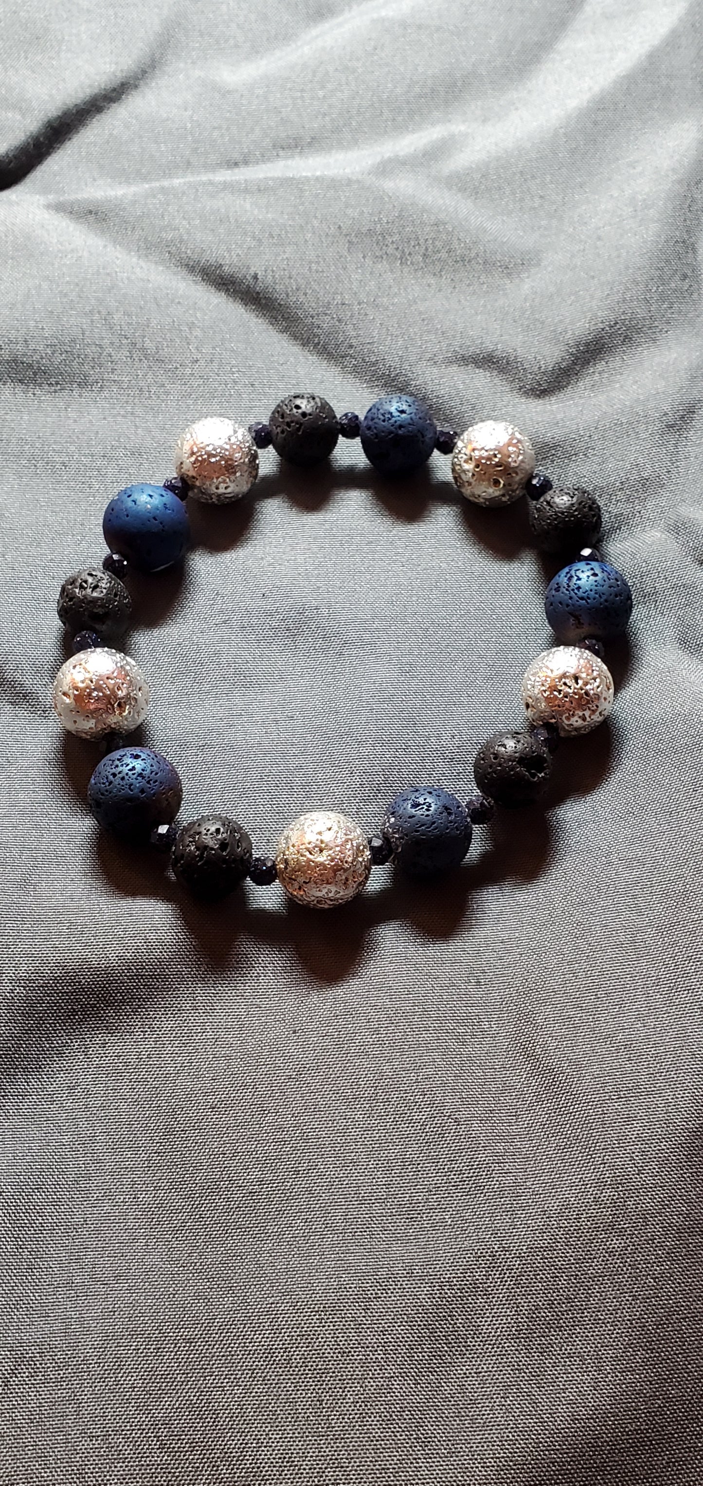 Lava Rock (Black/White Gold Leafed/Blue) With Sapphires