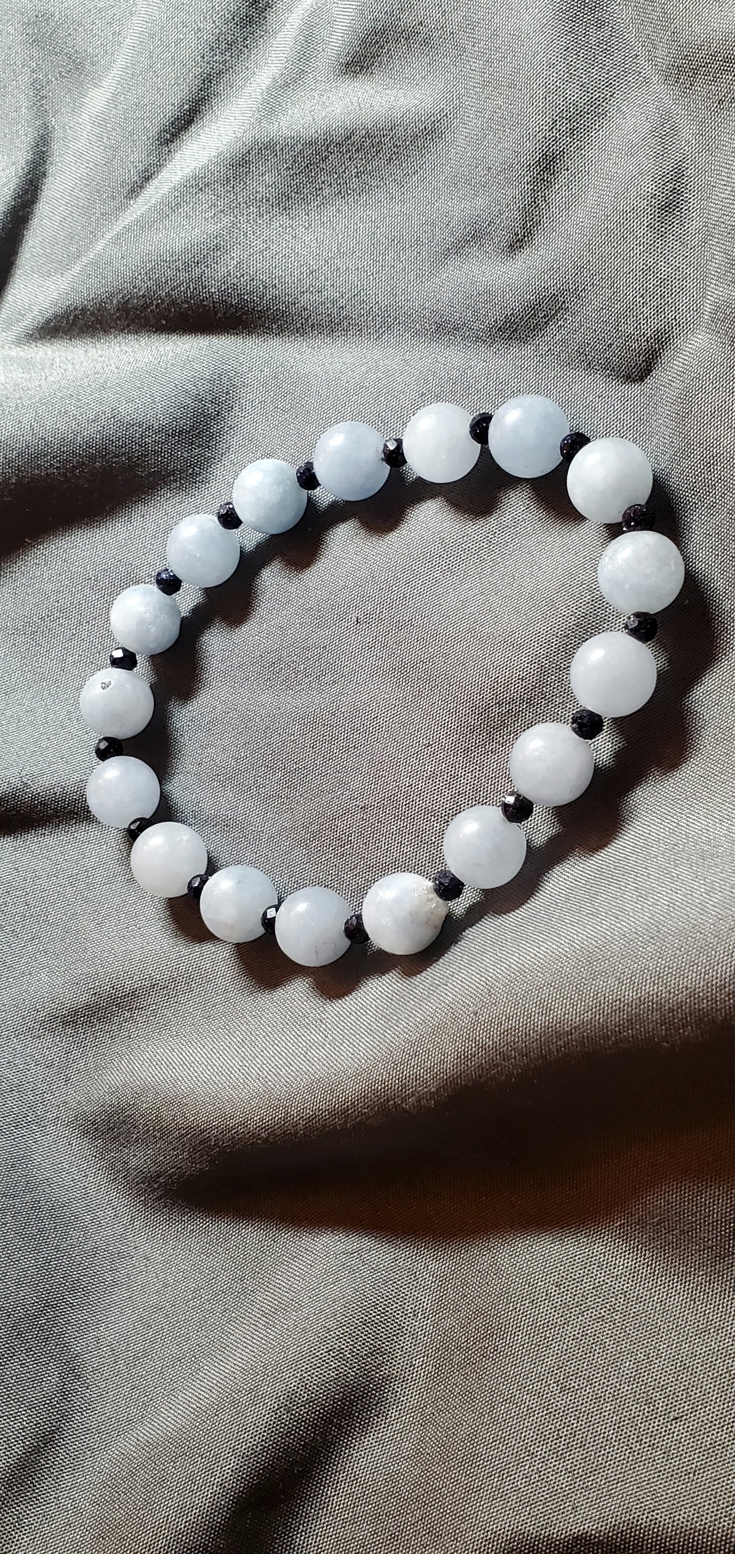 Aquamarine And Blue Sapphire Stretch Bracelet