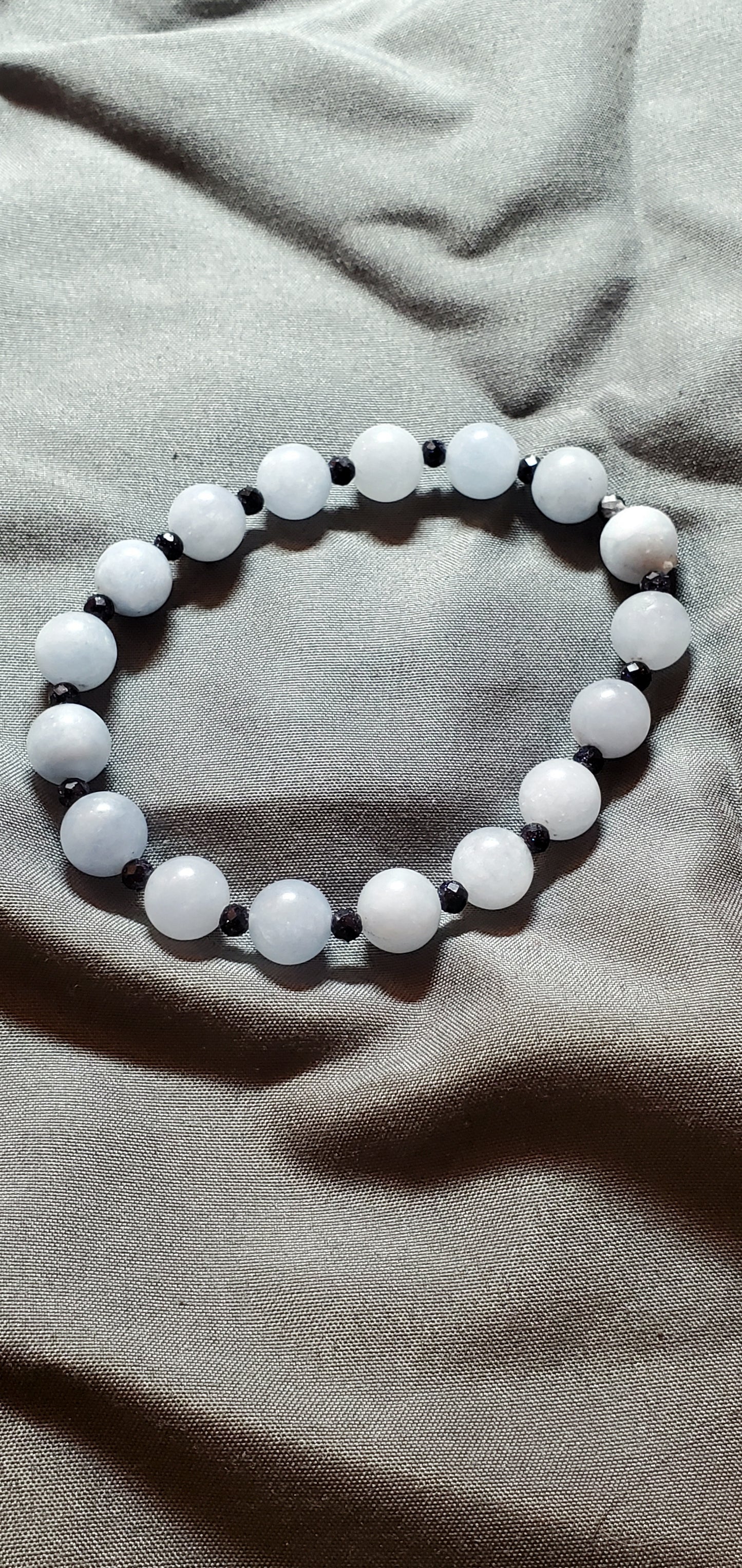Aquamarine And Blue Sapphire Stretch Bracelet