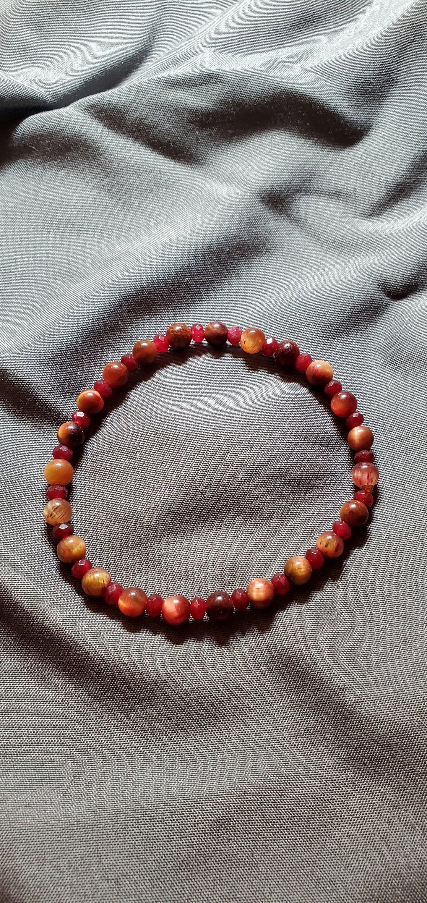 Red Tigers-Eye And Ruby Stretch Bracelet