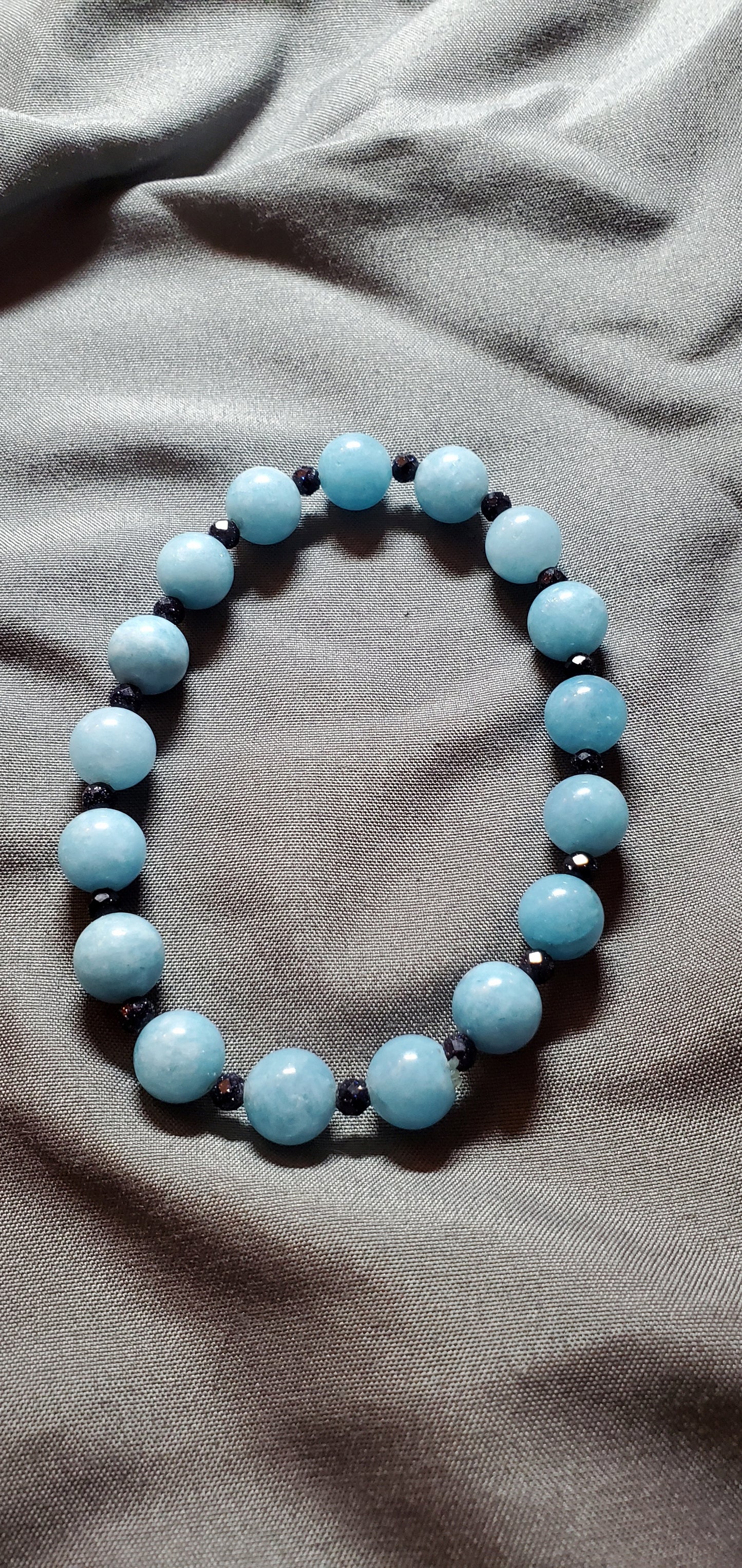Blue Chalcedony and Sapphire Stretch Bracelet