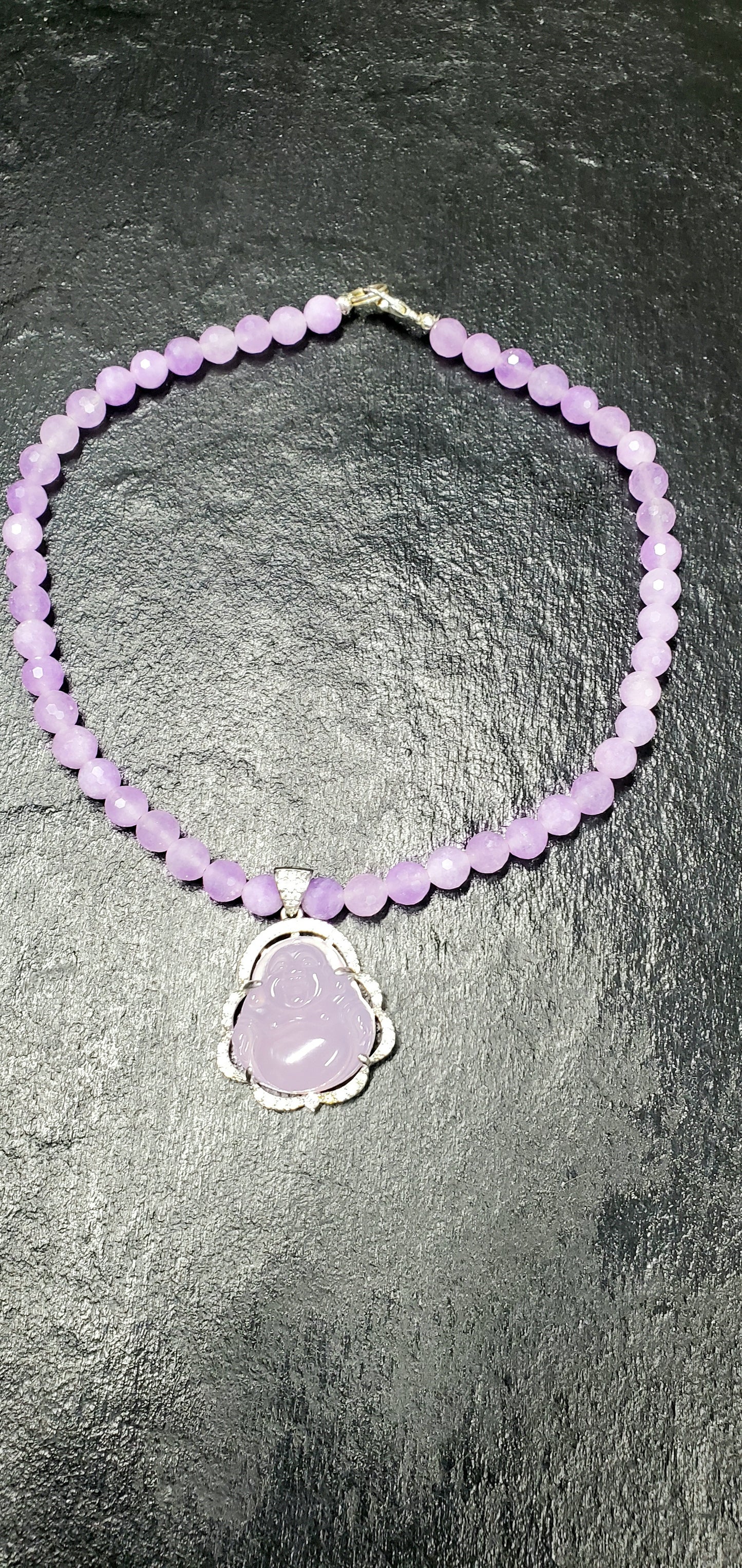 Pink/Purple Jade Buddha Necklace