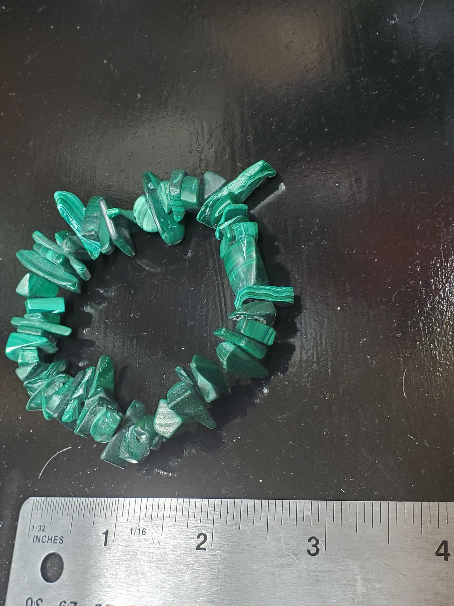 Hand Drilled 7.25" Malachite Chunk Stretch Bracelet