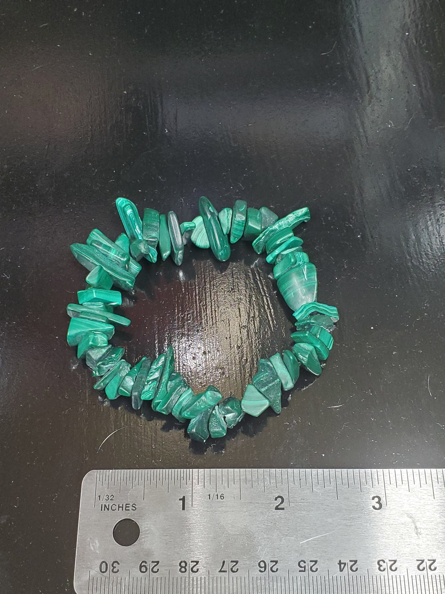 Hand Drilled 7.25" Malachite Chunk Stretch Bracelet