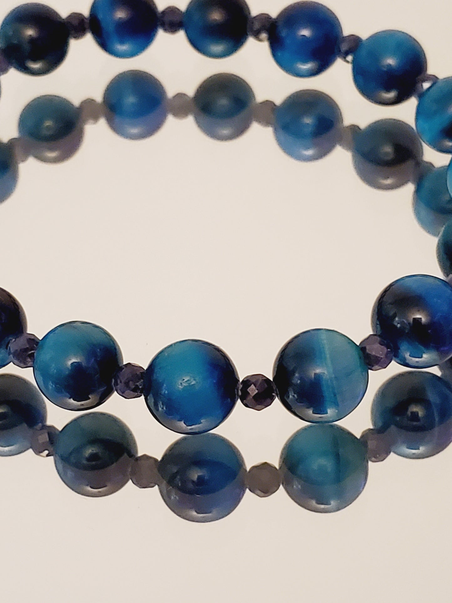 81/2" Sapphires & Blue Tigers-Eye Stretch Bracelet