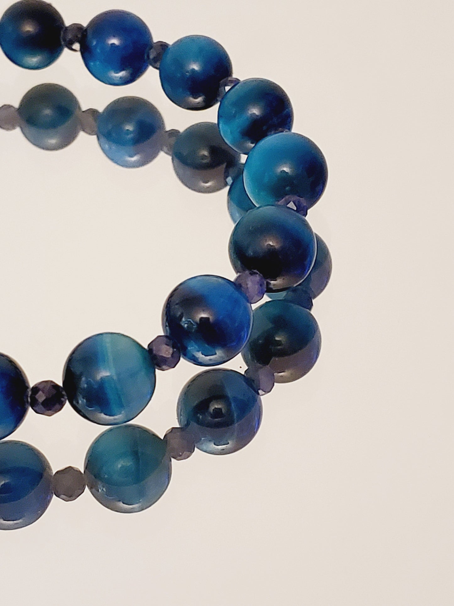 81/2" Sapphires & Blue Tigers-Eye Stretch Bracelet