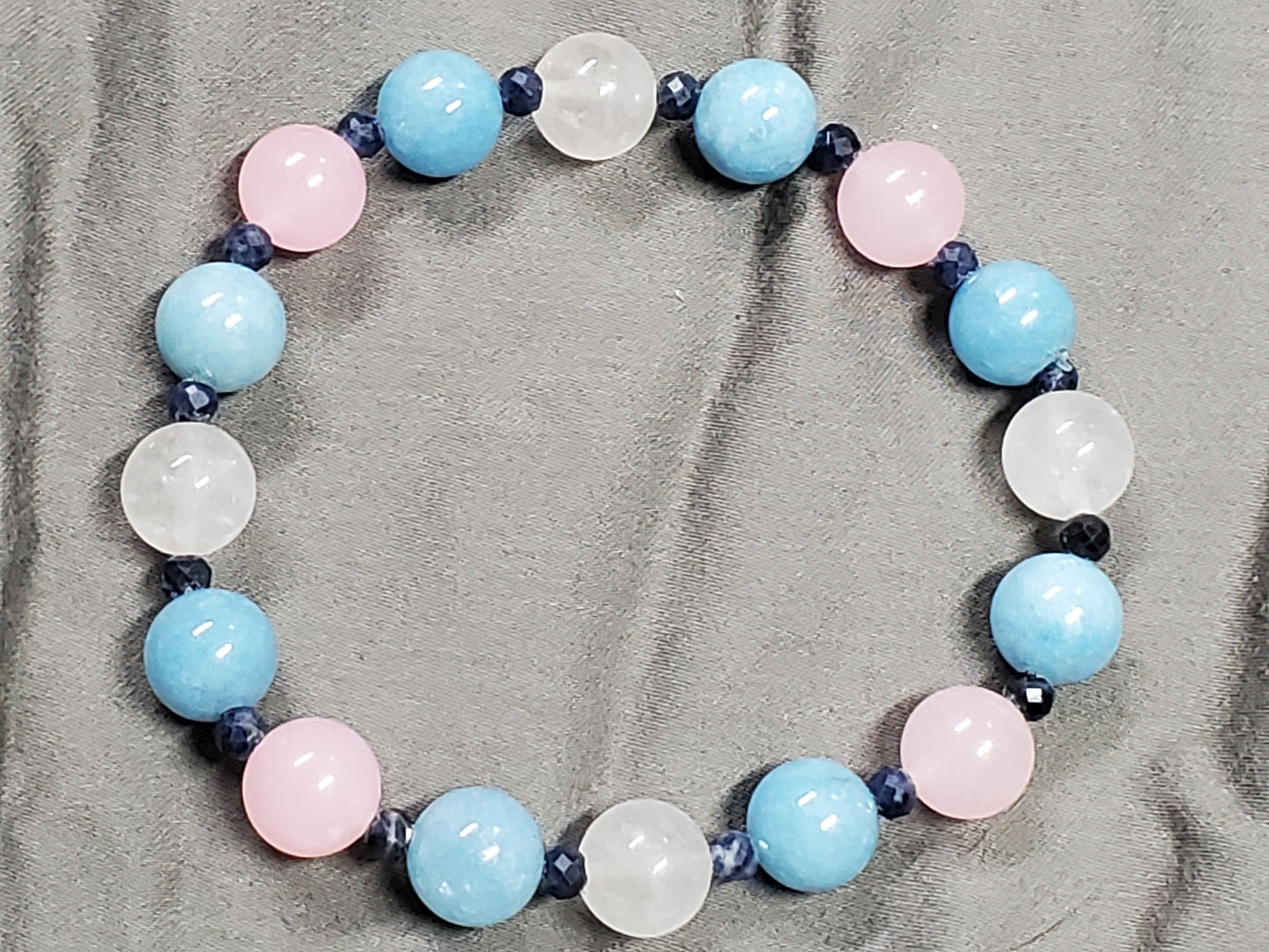 7.5 inch Cotton Candy Bubble Gum W/ gems Stretch Bracelet