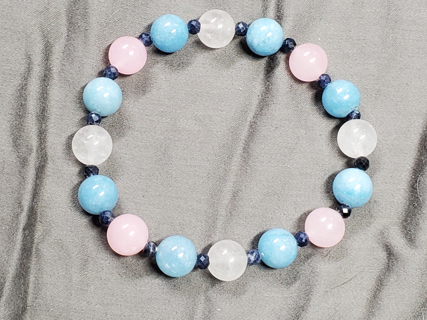 7.5 inch Cotton Candy Bubble Gum W/ gems Stretch Bracelet