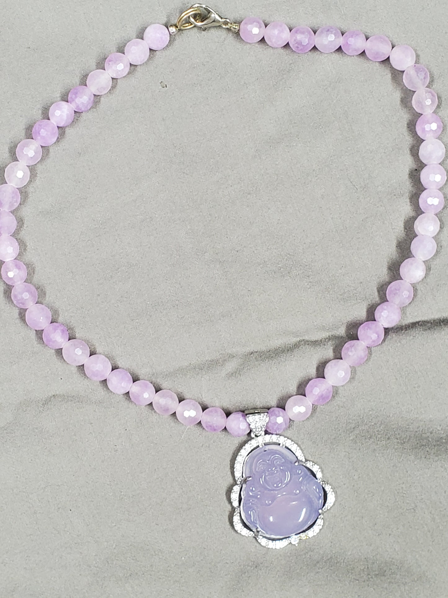 Pink/Purple Jade Buddha Necklace