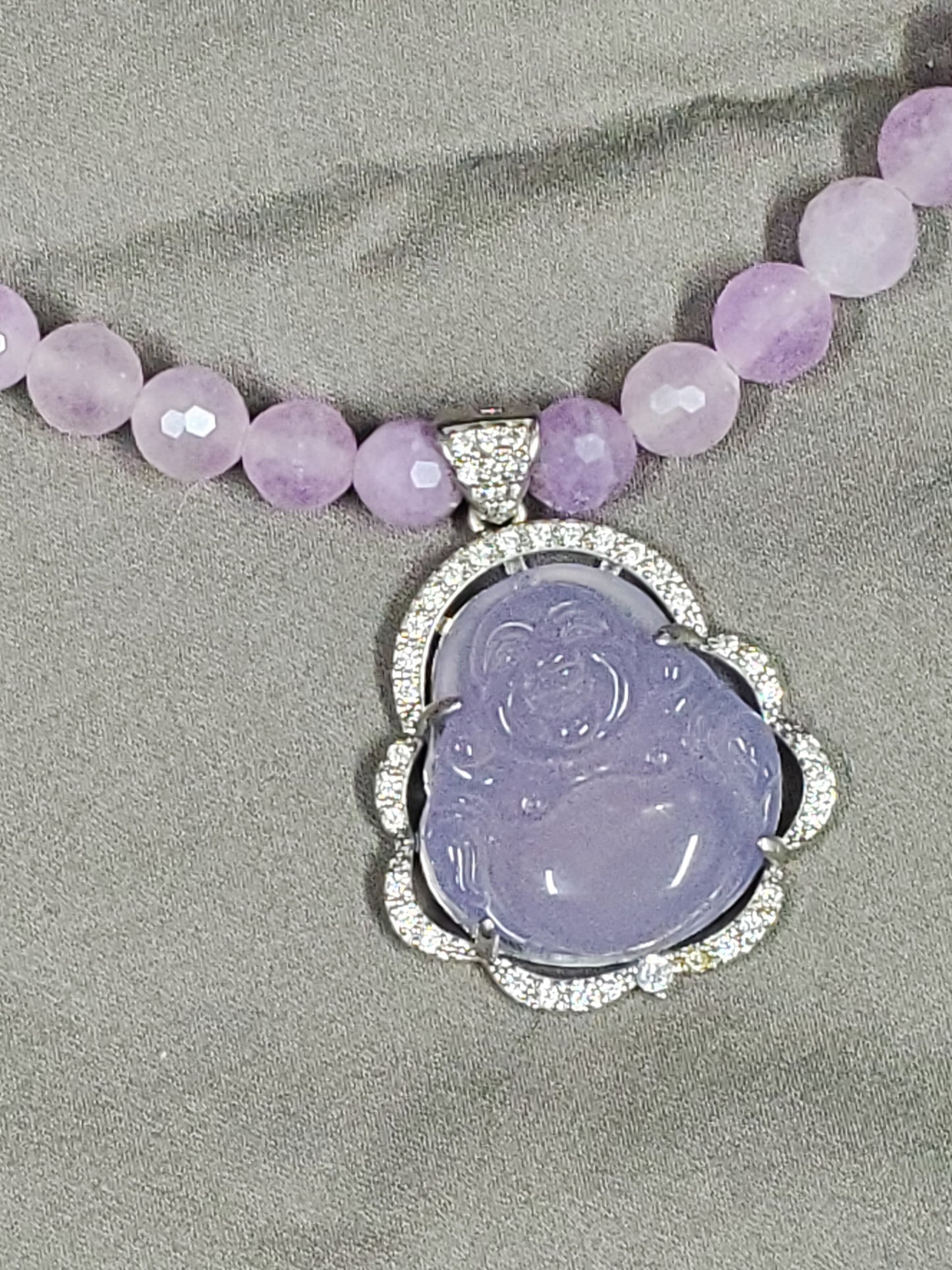 Pink/Purple Jade Buddha Necklace