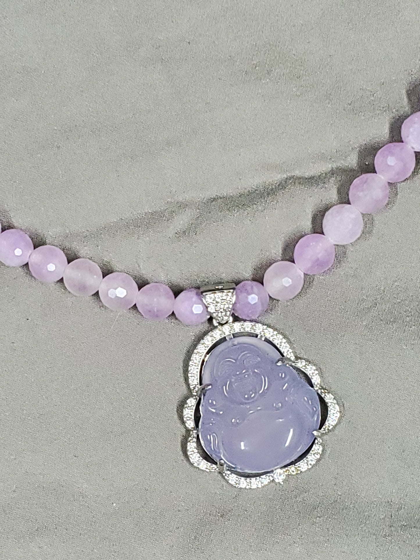 Pink/Purple Jade Buddha Necklace