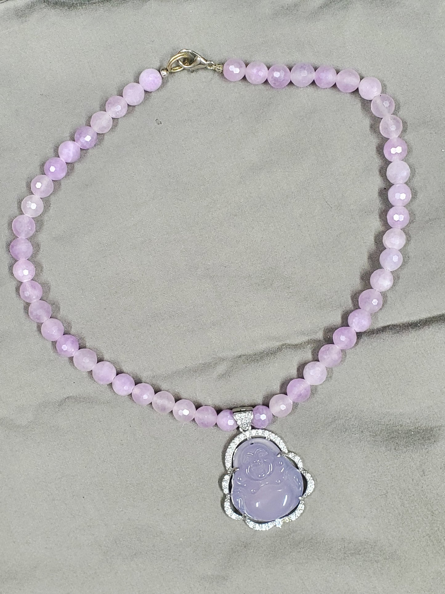 Pink/Purple Jade Buddha Necklace