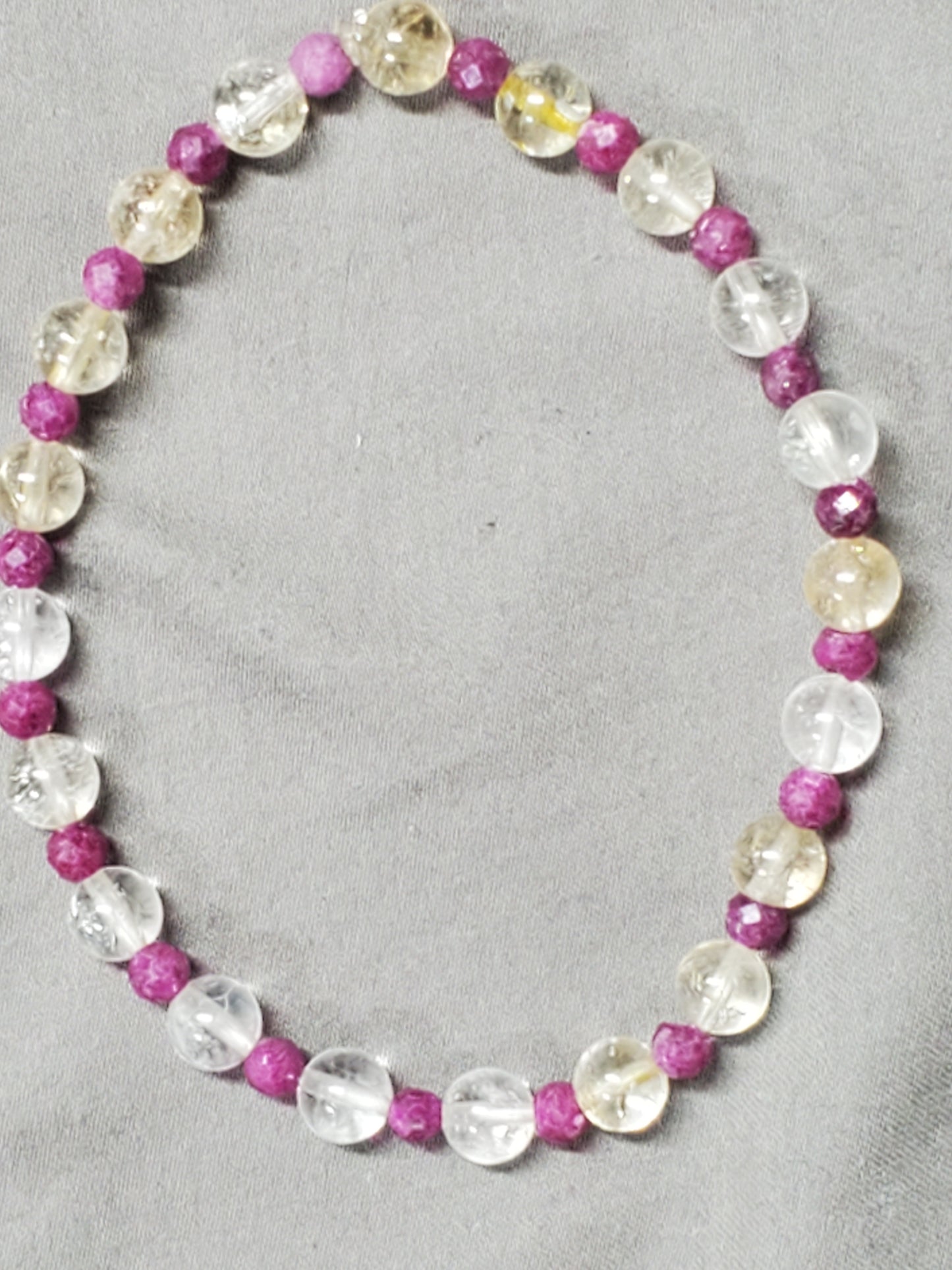 7.5" Inch Citrine with Ruby Stretch Bracelet.