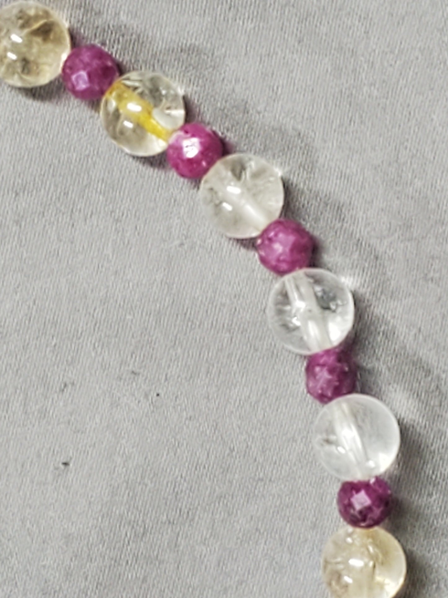 7.5" Inch Citrine with Ruby Stretch Bracelet.