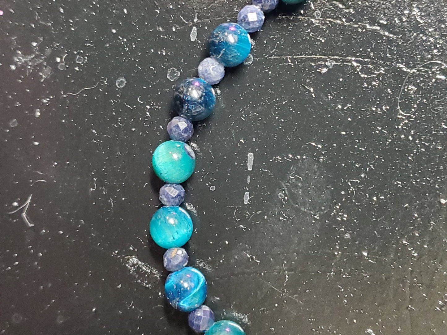 81/4" Blue But True Stretch Bracelet (Blue Tigers Eye/Sapphire)