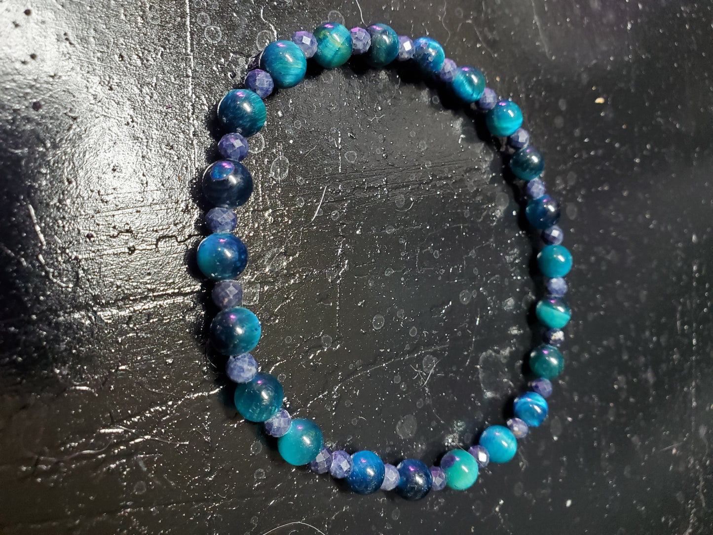 81/4" Blue But True Stretch Bracelet (Blue Tigers Eye/Sapphire)